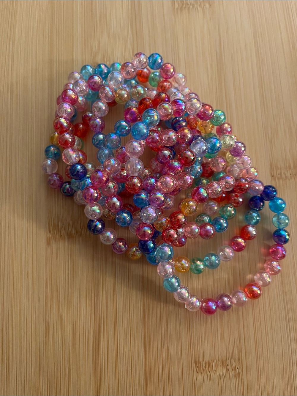 Colorful Iridescent Beaded Stretch Bracelets - Multicolor - Set of 10